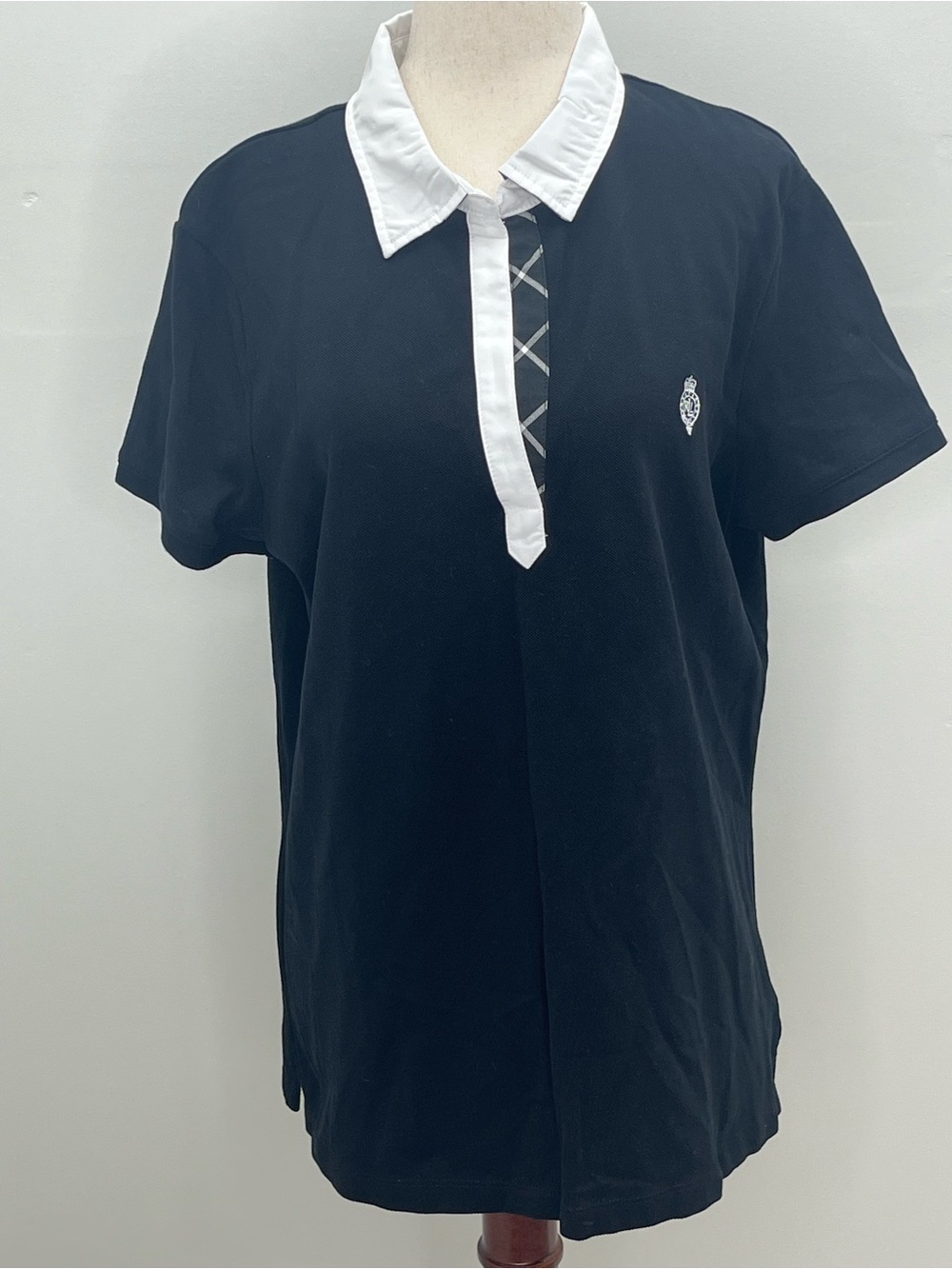 Lauren Active Ralph Lauren Womens Black White Rugby Polo Shirt w/Crest Logo XL